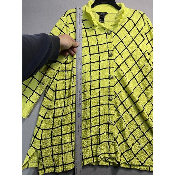 Ali Miles Textured Windowpane Tunic with Standing Wired Button Down Top Size L - Picture 4 of 6